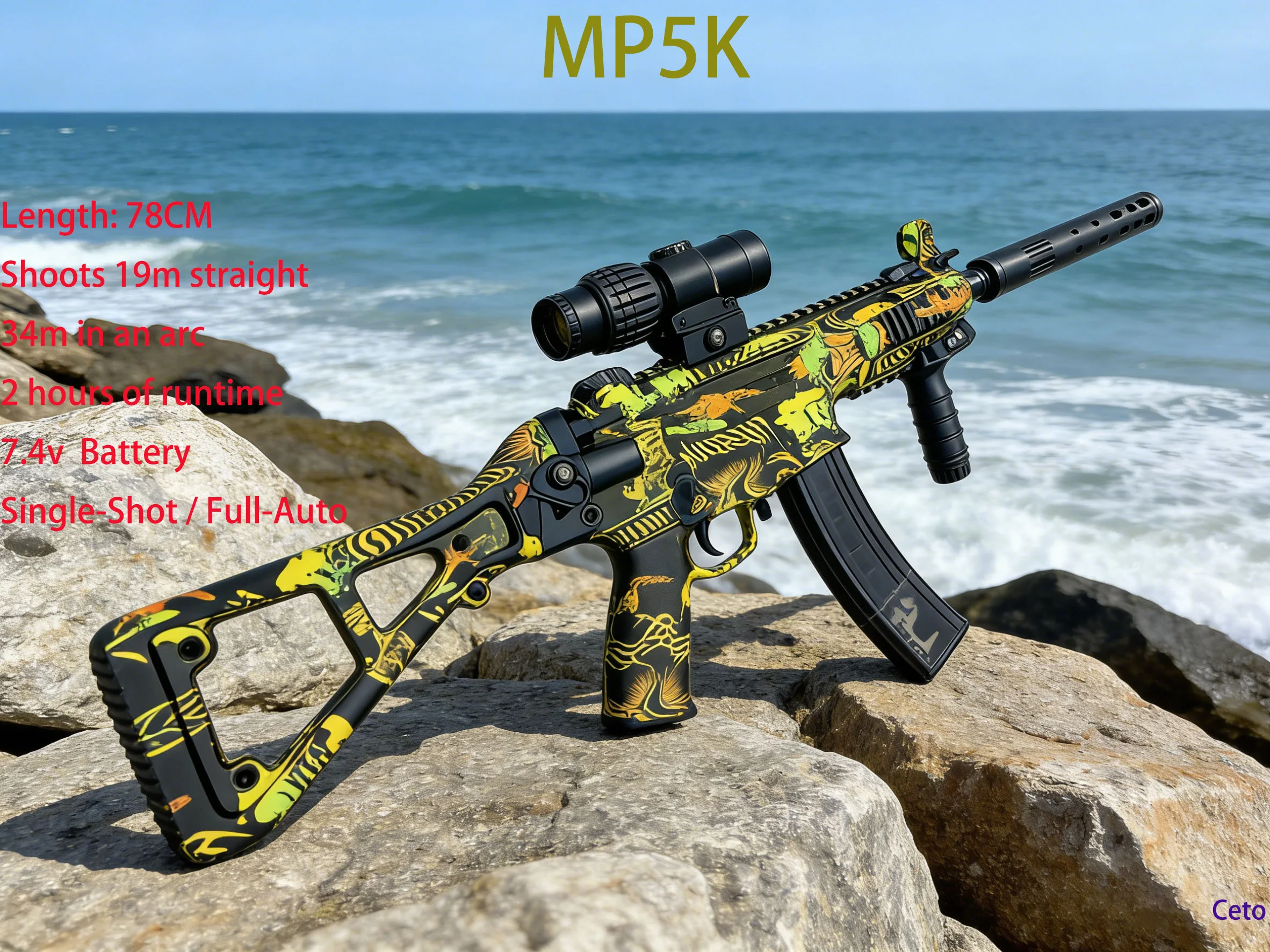 7.4V Full Auto Gel Blasters Gun for Adults, 20m Long Range & Stable Shooting, Electric Gel Ball Blaster Outdoor Toy for Adults