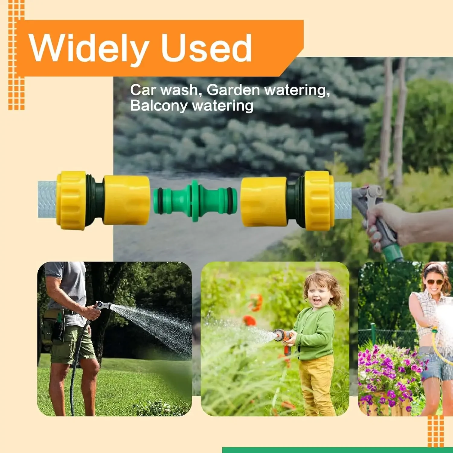المكونات المزدوجة موصل الخرطوم موسع لغسيل السيارات حديقة الأنابيب ربط سريعة المشتركة الري سقي السباكة المناسب #5