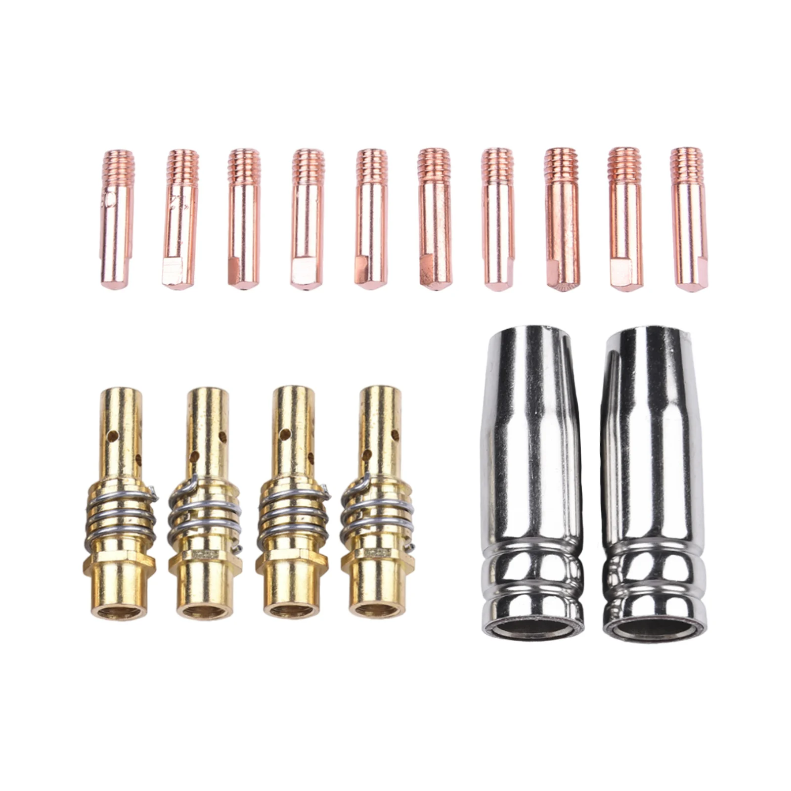 

2pcs Protection Nozzles & 4pcs Tip Holders & 10pcs Mig Conductive Tips MB15 15AK 0.8/1.0/1.2mm Consumables MIG Welding Parts