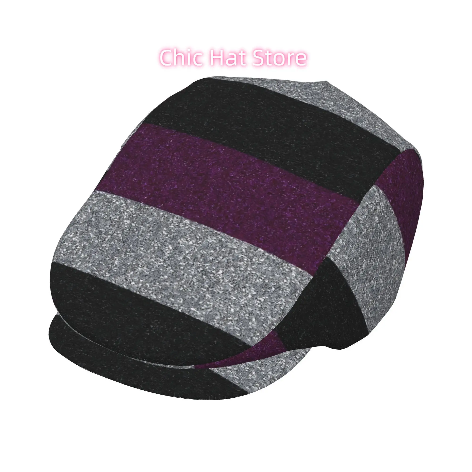 Black, White, Purple, And Silvery Flashing Alternately Men Beret Hat Adjustable Newsboy Hats Cabbie Gatsby Cap Driving Flat Caps