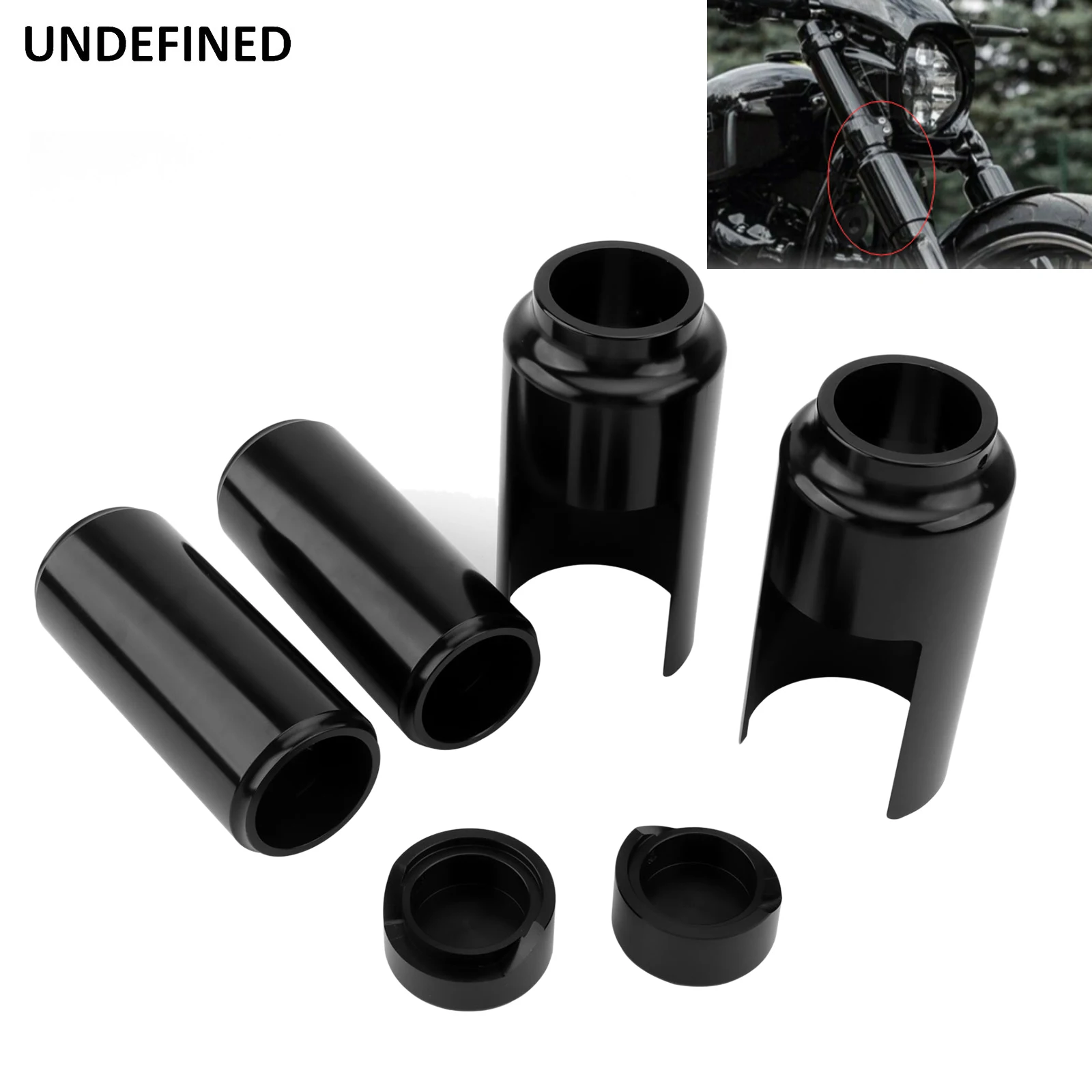 

Motorcycle Front Fork Cover Kit Upper Lower Slider Caps for Harley Softail 2018-2022 FXBR FXBRS Breakout Black CNC Aluminum