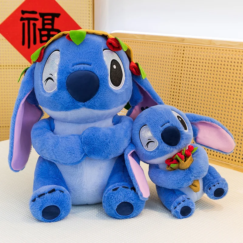 

25-80 см Disney Flower Stitch Плюшевая игрушка Аниме Лило и Стич Мягкие игрушки Kawaii Мультфильм Милая плюшевая кукла Аниме Игрушки Детский подарок