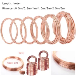 High Quality 1meter Copper Line Wire 0.5mm/0.8mm/1mm/1.5mm/2mm/2.5mm/3mm T2 Copper Red copper 99*90% Bare Wire