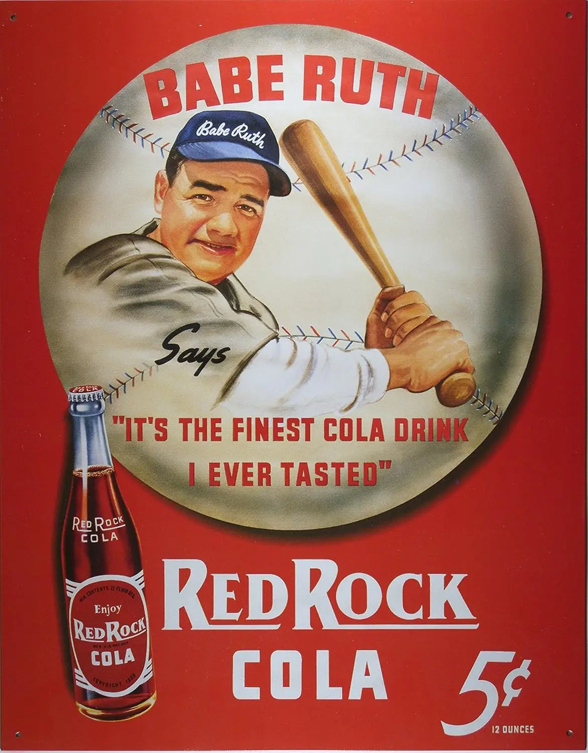 Signs 4 Fun SIG149 Babe Ruth Red Cola Metal Tin Sign 1pc sign sign