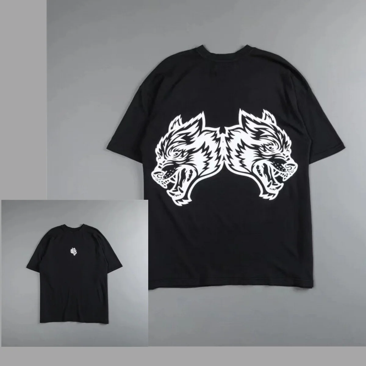 2026 Summer Heavyweight American Classic Double-lion-head Cotton Loose-fitting Fitness Short-sleeved T-shirt with Round Neckline