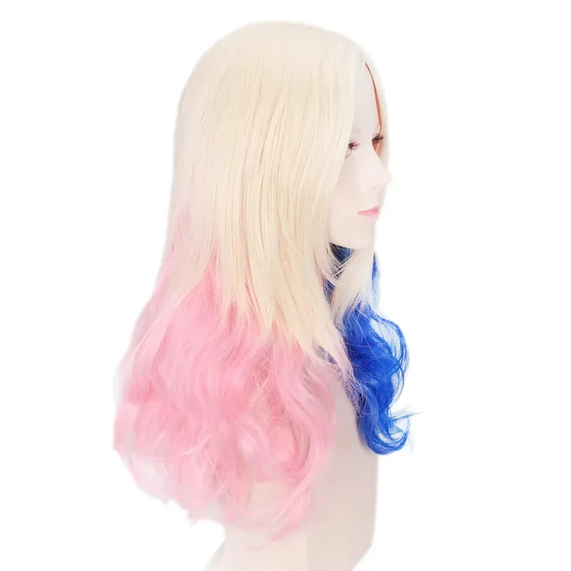 2025 11 Harley Quinn Cosplay Wig Halloween Props Girl's Wigs Harleen Quinzel Hair Dresser For Adult Party Decorations