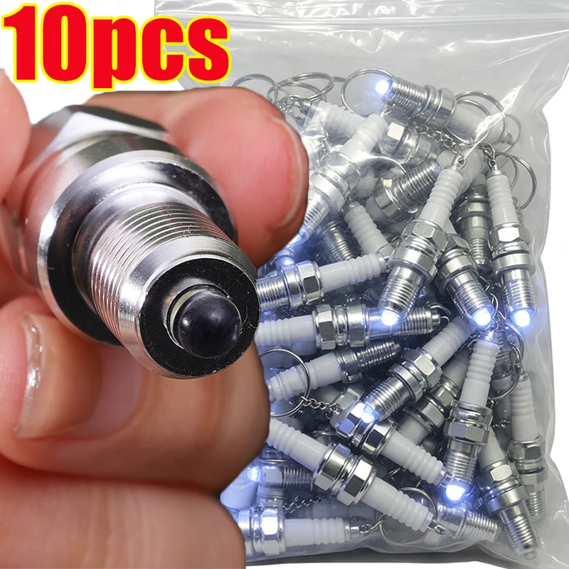 Fashion Sparkplug LED Key Ring for Men Spark Plug Pendant Key Chain Keychain Car Parts Keyring Marvel Drive Key Chains