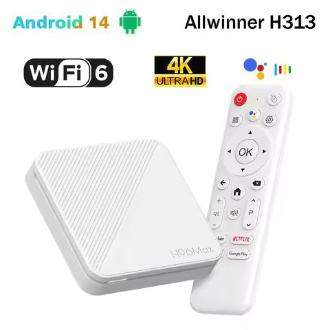 H96 MAX H313 Smart TV Box Android 14 ATV TV Box 4K Video Set Top Box 100M LAN Wifi6 BT5.0 Voice Assistant Media Player Box