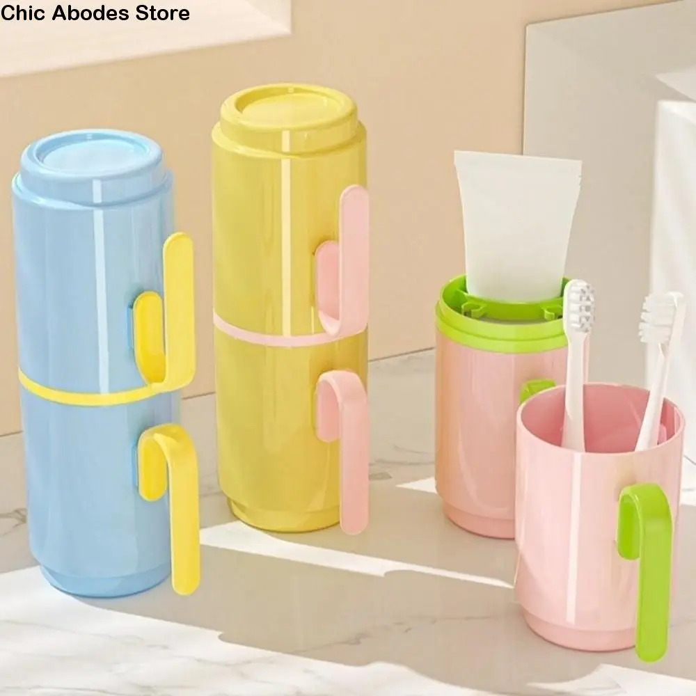 

Convenient Portable Mouthwash Cup Plastic 2-in-1 Toilet Cup Dust-Proof Tooth Cup Daily Use