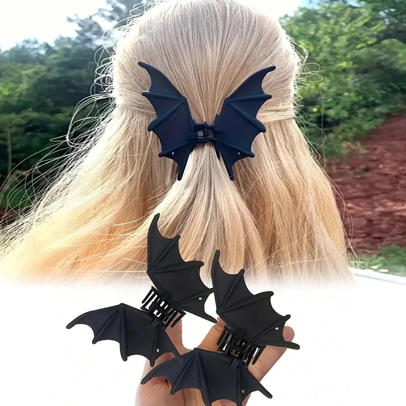 

Заколка для волос в виде летучей мыши на Хэллоуин, готический панк-стиль, матовая черная, заколка-краб для волос в форме крыльев летучей мыши, прочная, аксессуар для костюма на Хэллоуин