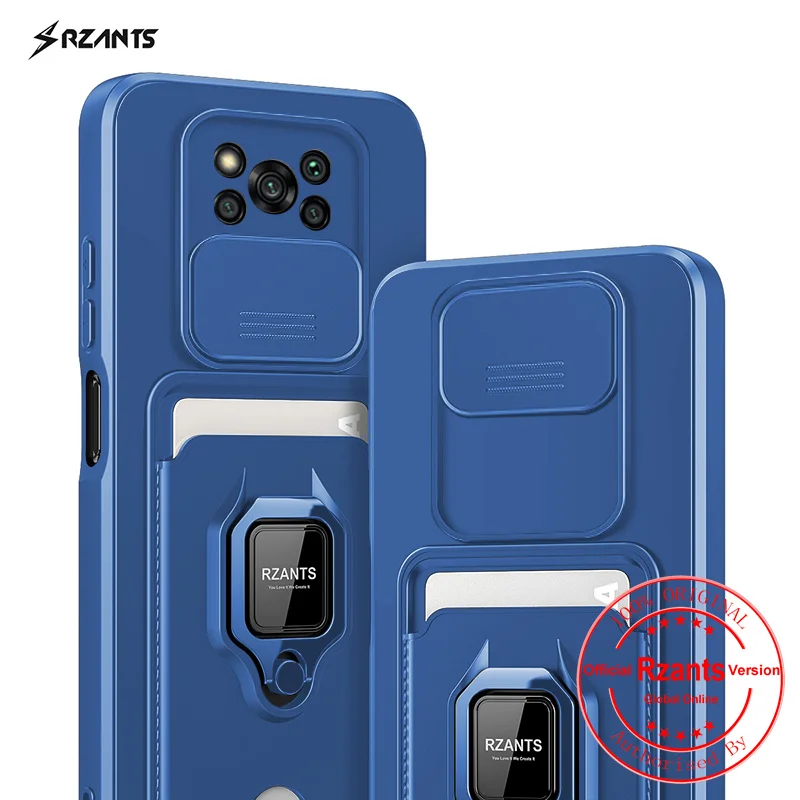 Rzants For Xiaomi Poco X3 Poco X3 NFC X3 Pro Camera Lens Protect Phone Case[Bison]Smooth Push-pull card holder ring Case Cover