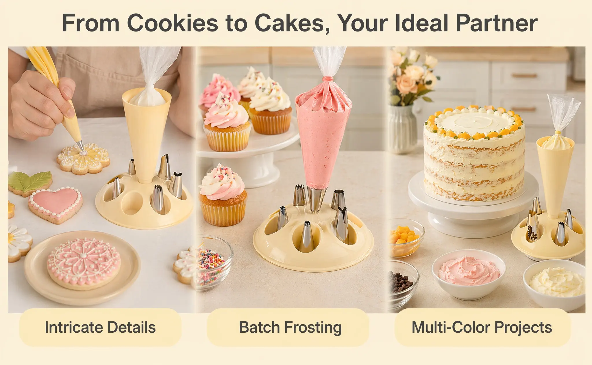 Cake Decorating Bags Pastry Icing Piping Baking Halloween Christmas Cake Piping Tip Organizer Cake Stand Decor Frosting