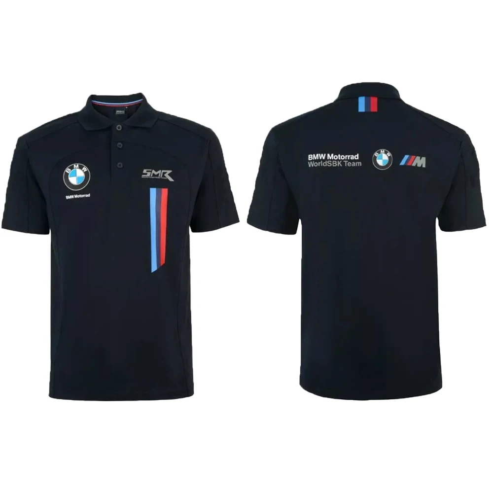 Polo da uomo in maglia abbottonata a maniche corte con abbigliamento sportivo Caltop Polo ufficiale della squadra BMW Motorrad WSBK