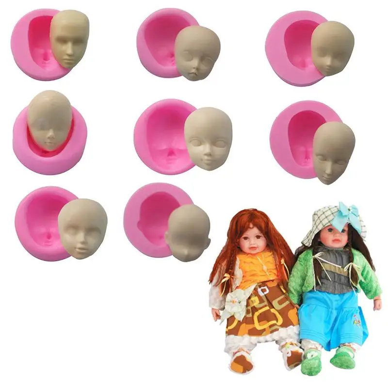 Doll Face Silicone Mold Cartoon Doll Head Fondant Mold DIY Cake Decoration Tool Clay Chocolate Pastry Molds Moldes