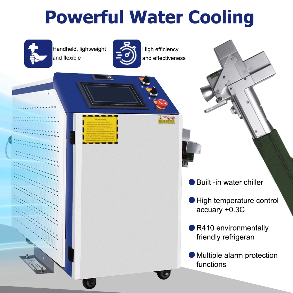 US/EU BWT 3000W 380V Handheld Laser Cleaner 20000mm/s Industrial Rust Removal, No Damage to Substrate Wheels 360 Degree Swivel