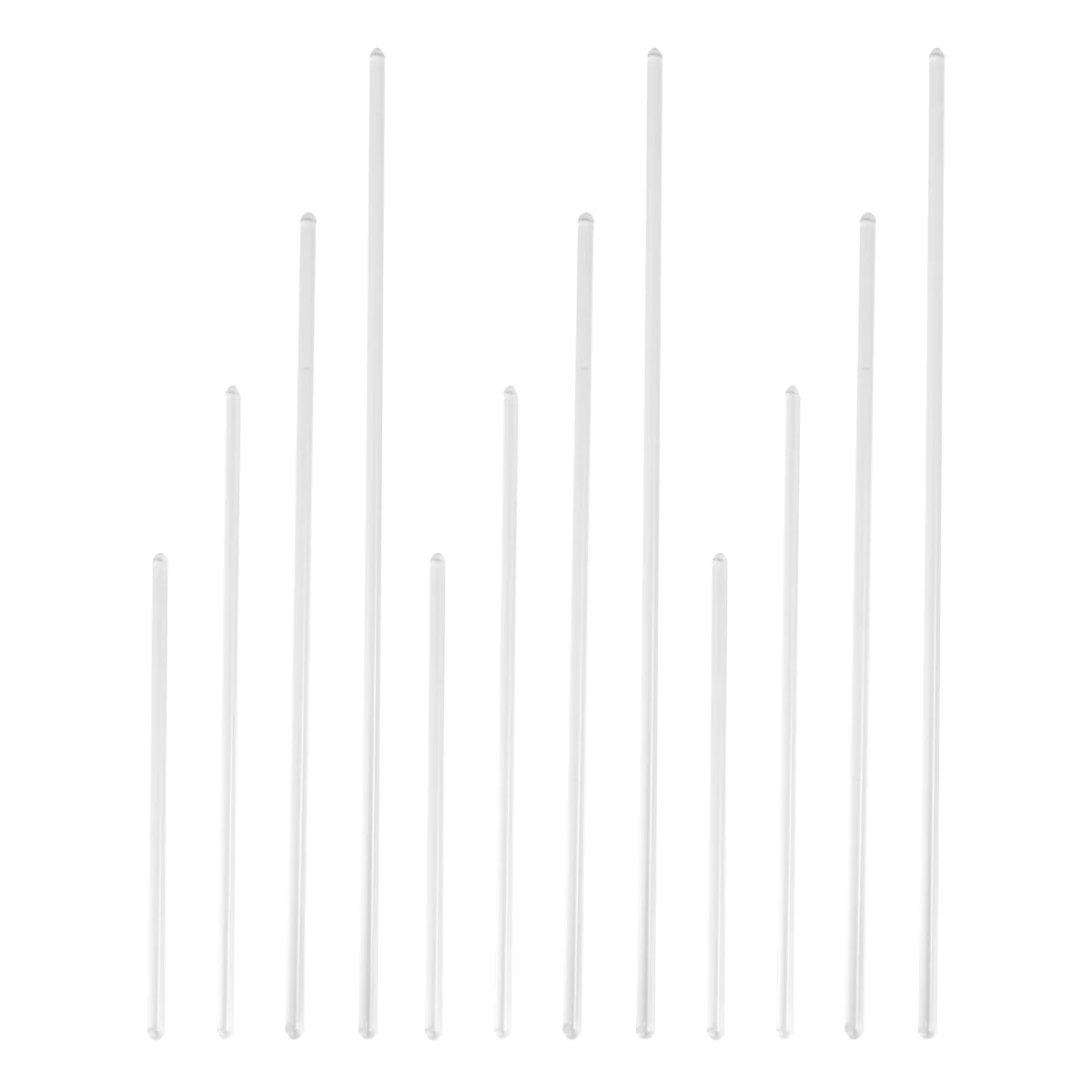 12Pcs Glass Stirer Transparent Round Head Solid Glass Stirring Rod Laboratory Chemical Test Coffee Milk Stirring