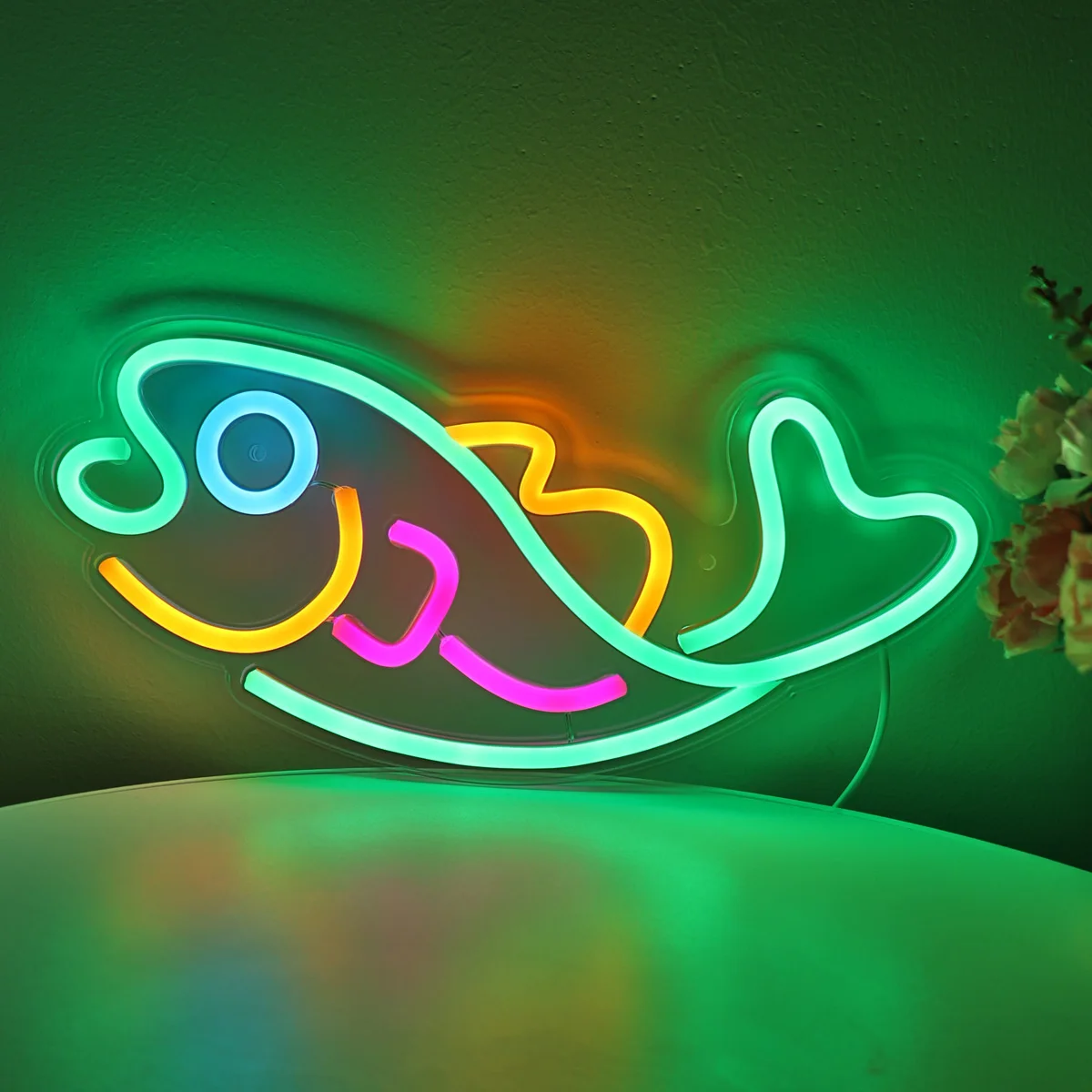 Imagem -04 - Criativo Peixe Led Wall Neon Art Sign Light Pub Clube Festa Decoração de Eventos 12.2 x 6.1 1pc