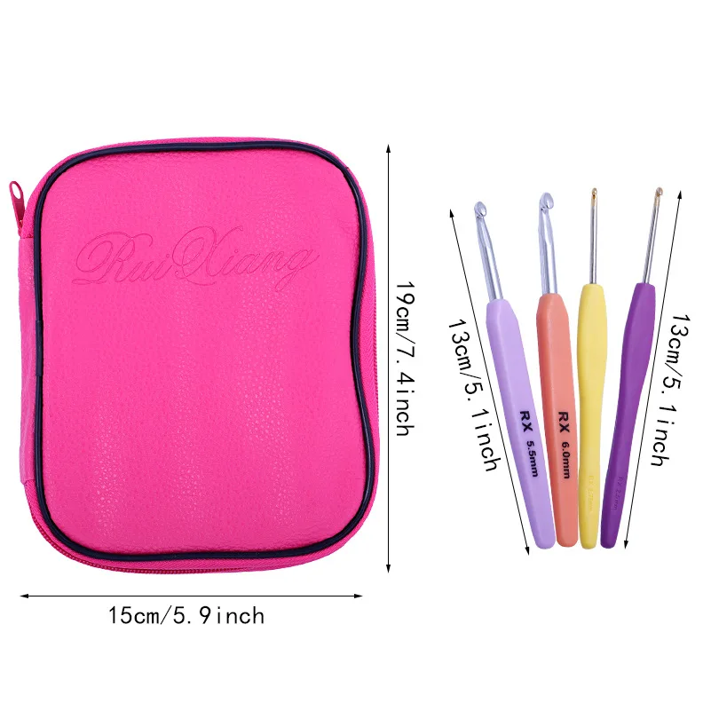 1.0 مللي متر-6 مللي متر الكروشيه هوك مقبض مريح للأيدي التهاب المفاصل اضافية Long إبر الحياكة للمبتدئين والغزل الكروشيه #6