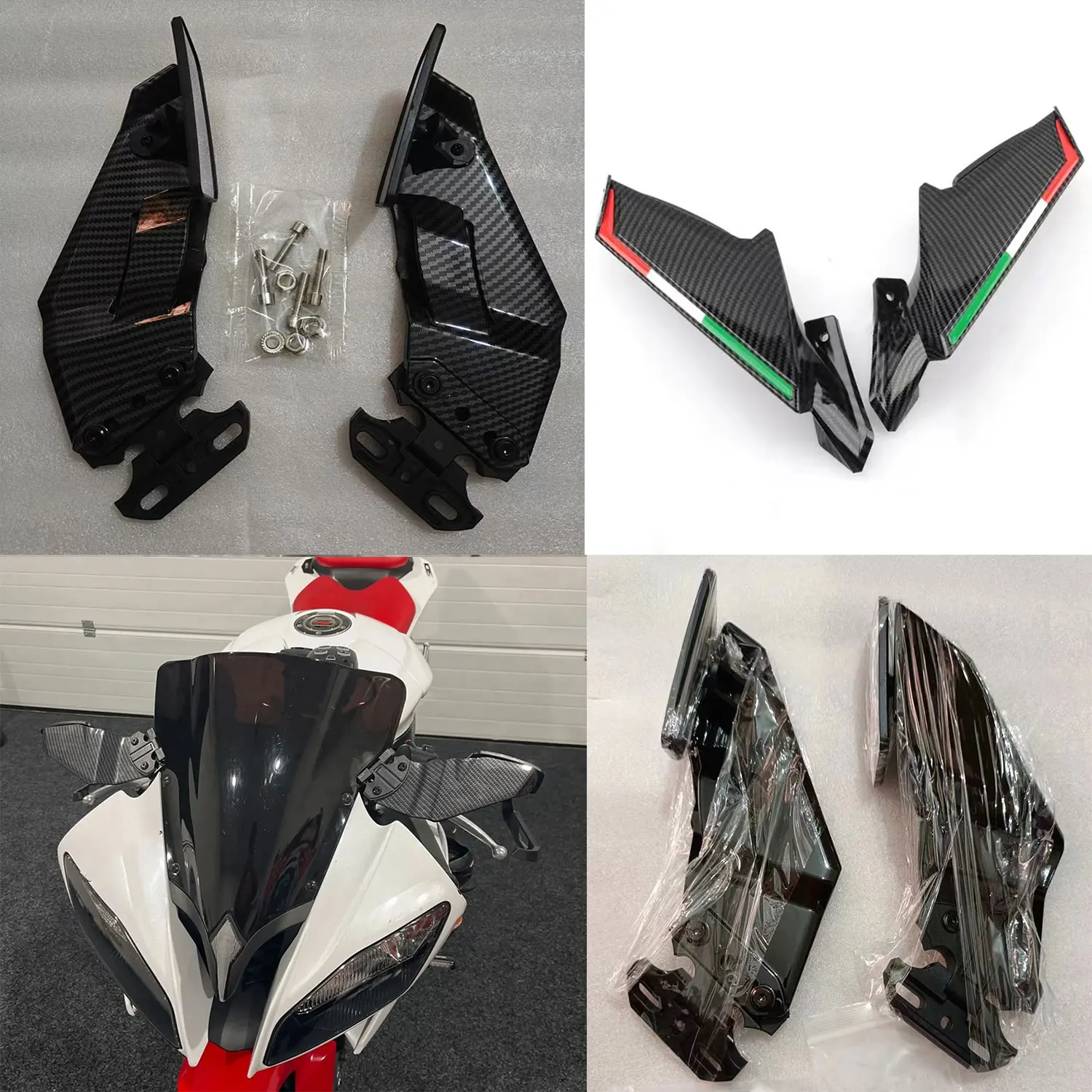 

For Yamaha YZF R6 R25 R3 R125 YZF-R6 Adjustable Rotating Rearview Modified Motorcycle Mirrors Winglets Wind Side Wing Spoiler