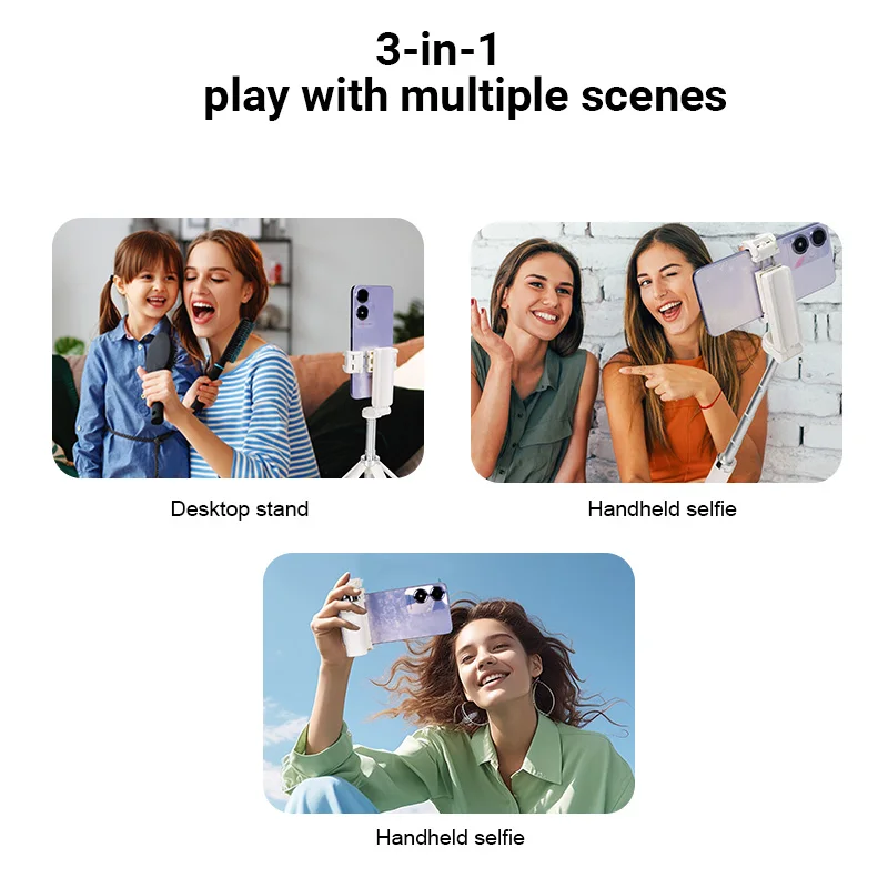 Portable Phone Holder Auxiliary Handle Tripod Selfie Stick Bluetooth Remote Control for iPhone Vlog Livestreaming Photography