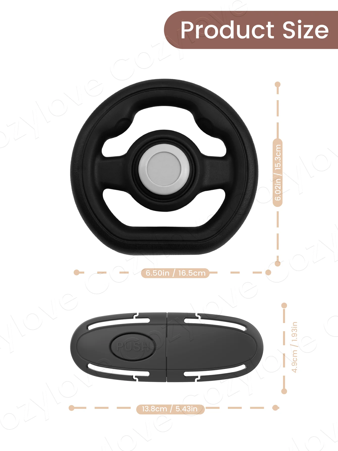 Baby Stroller Steering Wheel Toy & Chest Harness Clip,Toddler Pretend Driving Toy + Stroller Safety Strap Anti-Slip Chest Buckle