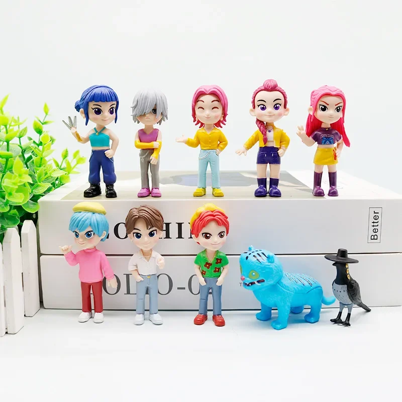 

10pcs K-pop Demon Hunters PVC Anime Figure Set - Derpy Tiger Rumi Mira Zoey Sussy Collectible Dolls for Fans Christmas Gift