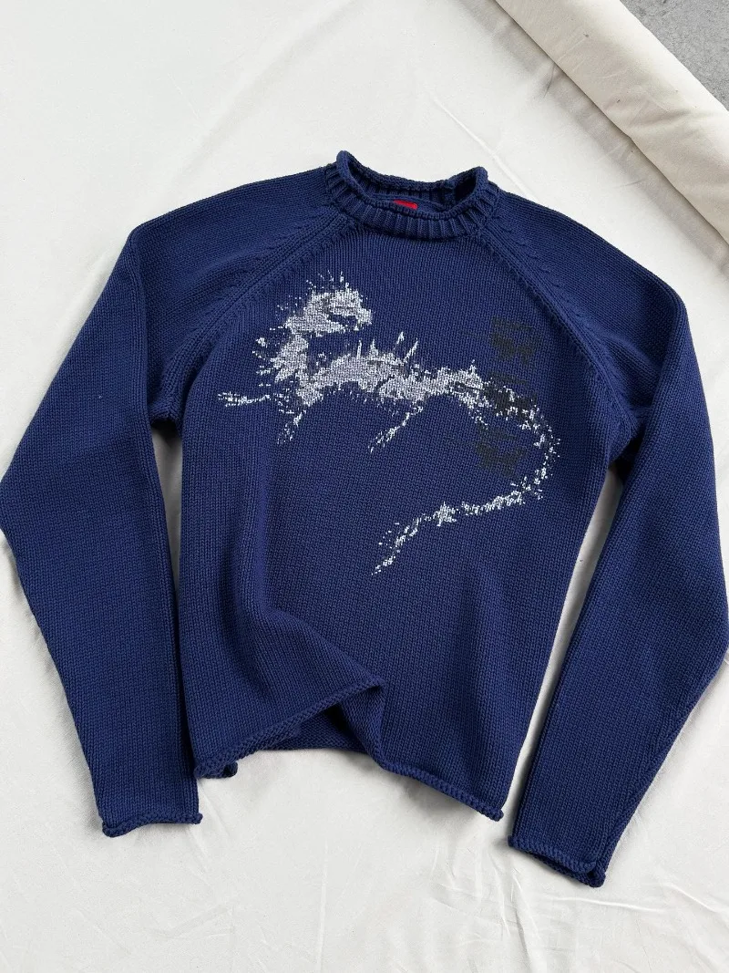 

Harajuku Hip Hop Streetwear Autumn and Winter Warm Sweater Men Y2K 2025 Casual Fashion Retro Rock Vintage Long Sleeve Top Women