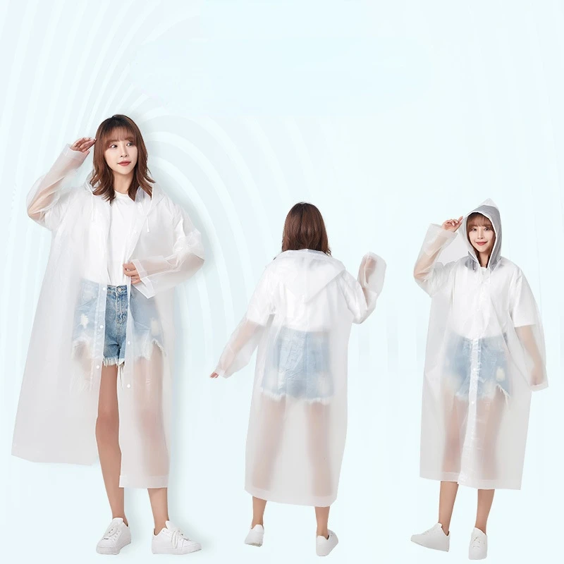 

Transparent Cape Raincoat Women Waterproof Overall Disposable Raincoat Hoodie Running Fishing Impermeables Home Garden AB50YY