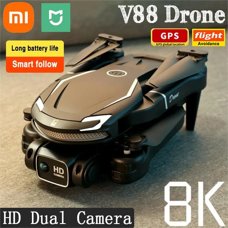 Xiaomi v88 drone 8k profissional hd gps aéreo 5g wifi aeronaves de controle remoto evitar obstáculos câmera dupla quadcopter brinquedo uav