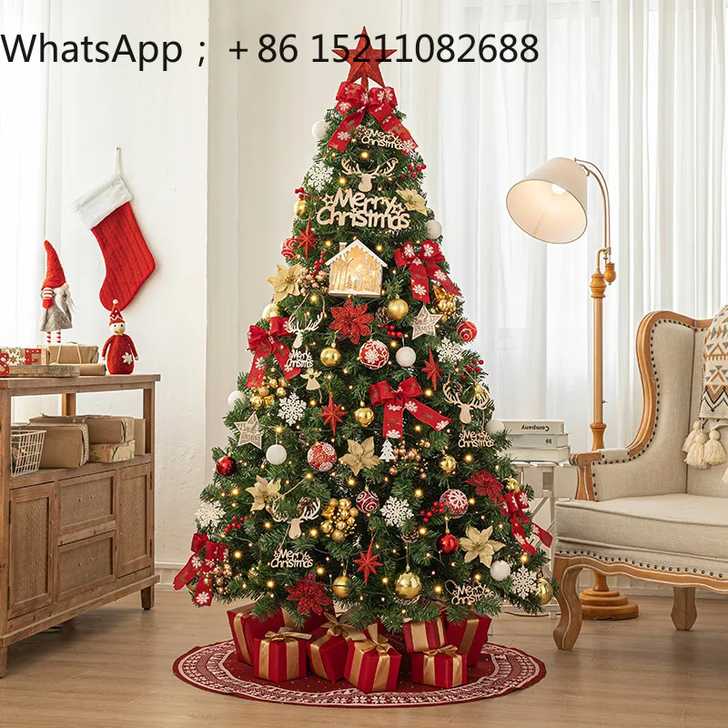 LLY new large Christmas tree household luxury light luxury ins wind simulation tree luminous Christmas decoration floor ornament