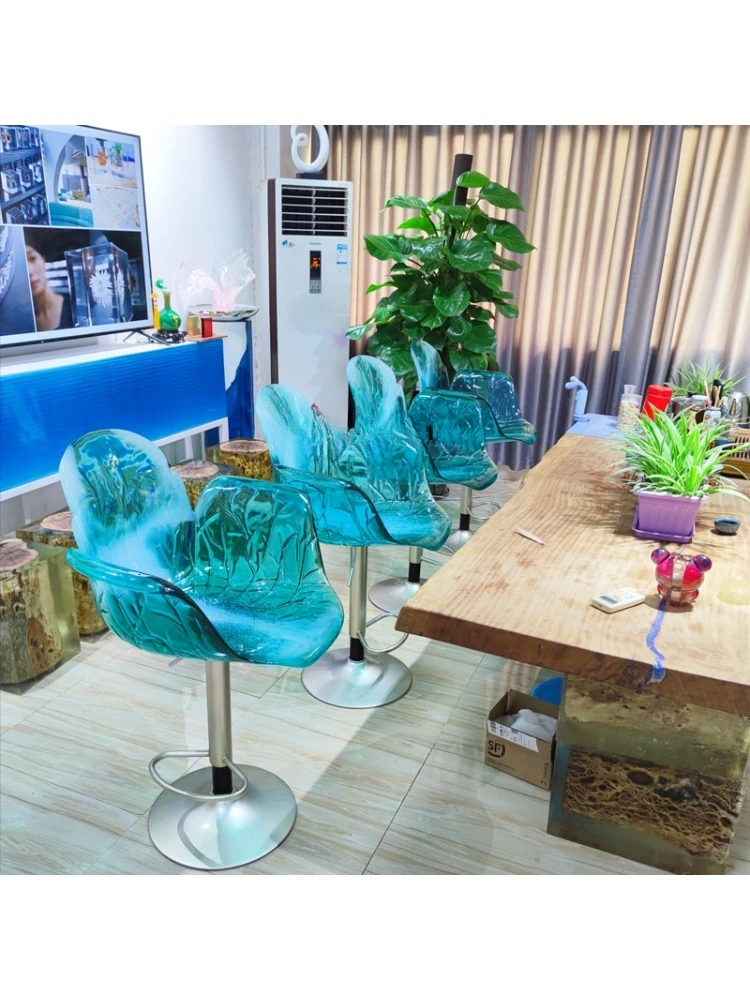 Customized Modern Light Luxury Transparent Resin Chair Sculpture Hotel Sales Office Landing Home Living Room Decoration