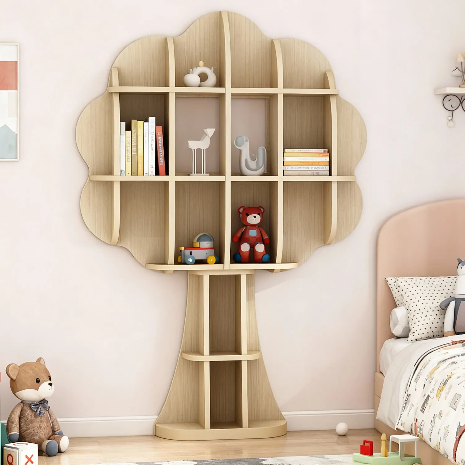 Creative Apple Tree Bookshelf Children's Picture Books Toy Storage Rack Wall Decoration Theme Background Display