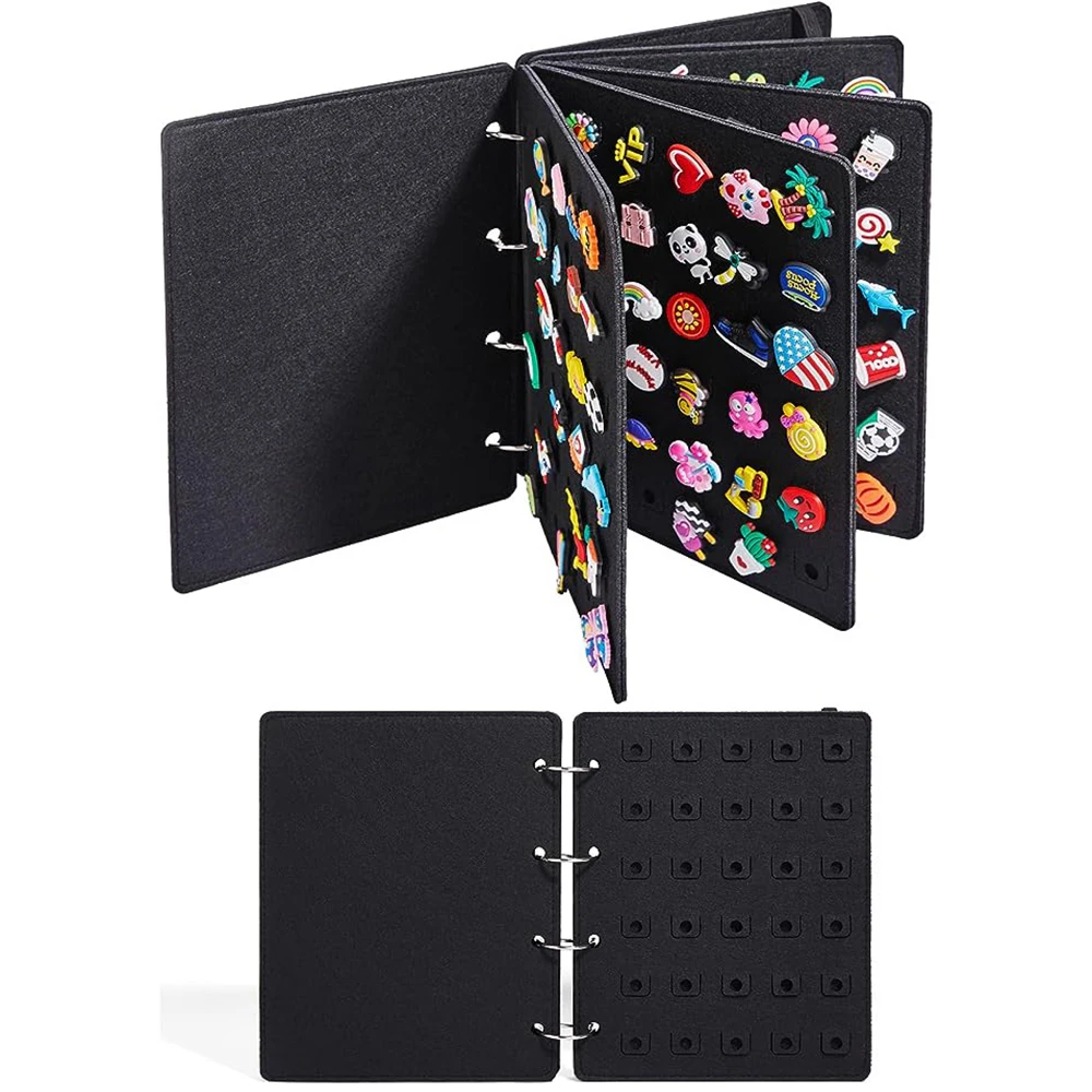 Shoes Charms Organizer Creative Book Storage Bag with 120 Holes Portable Brooch Pins Decoration Display Stand Collection Booklet