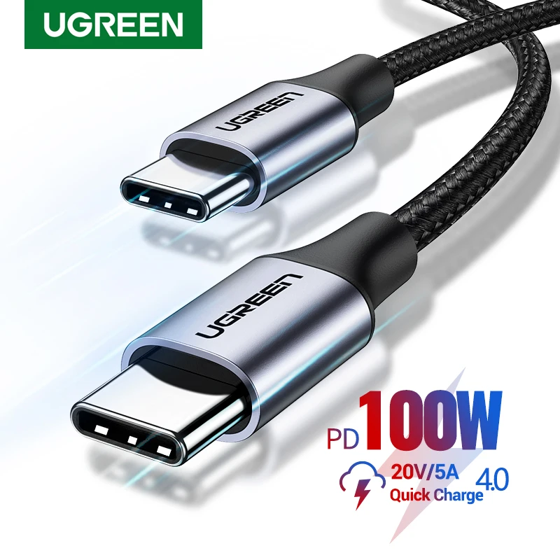 UGREEN-Cable USB tipo C de 100W para Macbook, iPad, Samsung, Xiaomi PD, cargador de carga rápida 5A, Chip e-marker