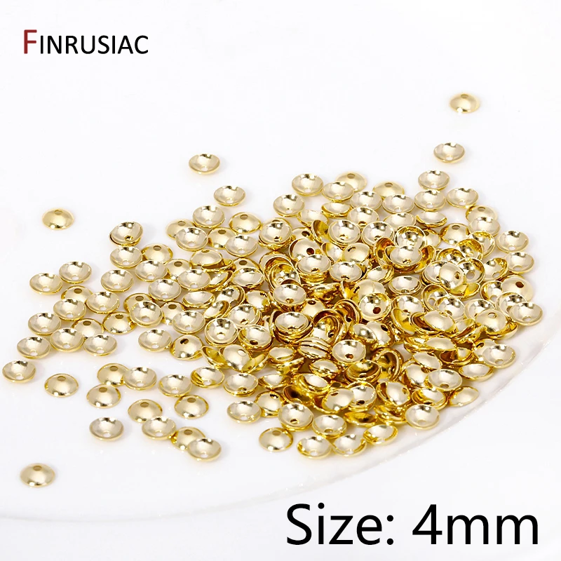 3/4mm 14K vergoldetes Messing Runde Perlenkappen passend, Perlenendkappen für Schmuckherstellung Handarbeiten Spacer Bead Caps DIY Zubehör – Detail 16