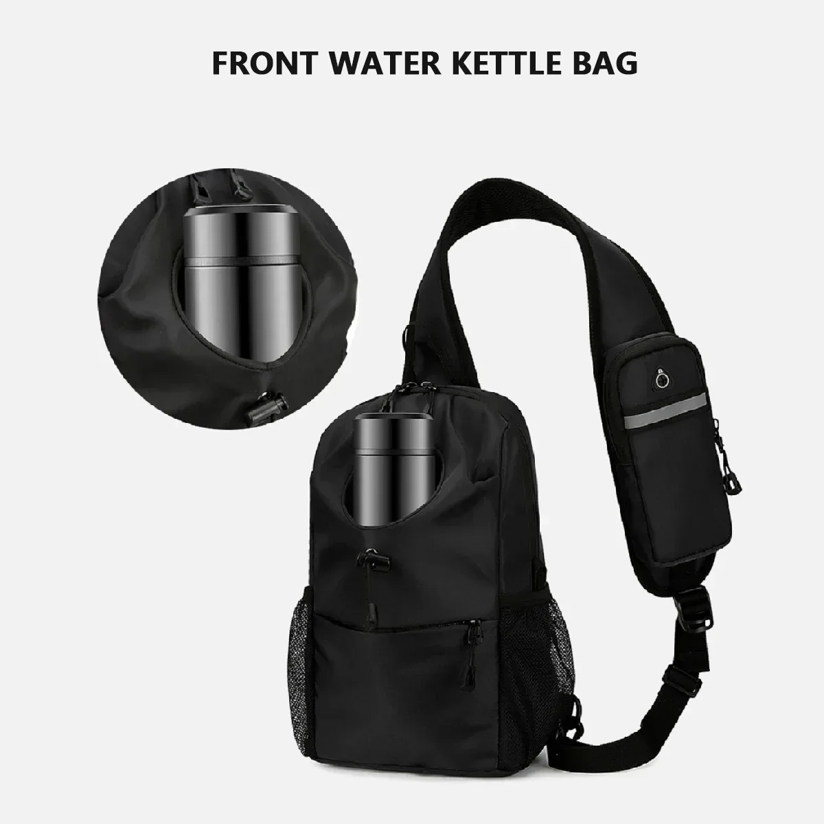 Fashionable sports and leisure chest bag, waterproof nylon material, storage phone bag, multifunctional and multi layered