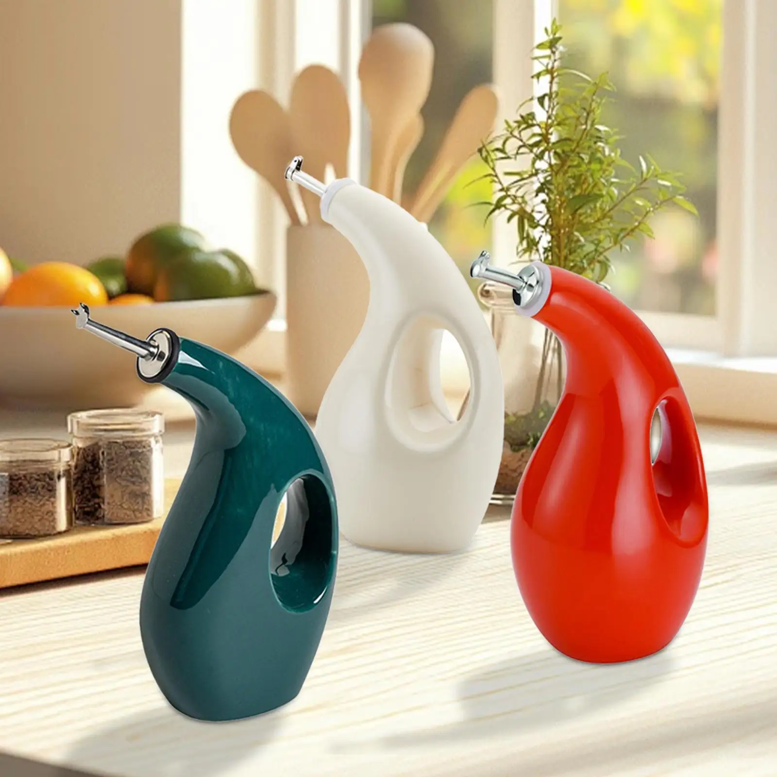 Oil Storage Container 500ml Creative with Spout Home Use Oil Storage Jar for Cooking Home Use Barbecue Restaurant Olive Oil