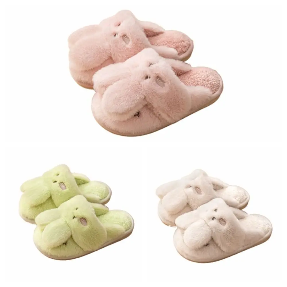 ملابس منزلية غير رسمية شباشب أرنب سميكة مضادة للانزلاق شباشب شتوية دافئة كارتونية لطيفة فروي أحذية قطنية داخلية