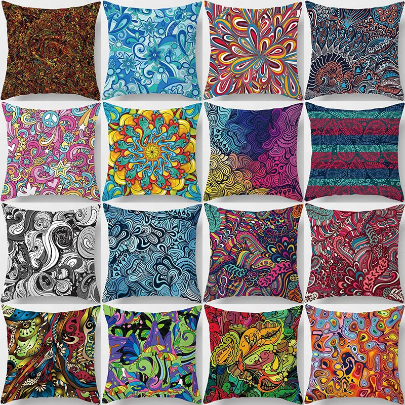 Hot Sale Beauty Mixture Colors Flowers Pattern Pillow Cases Short Plush High Quality Square Thick Pillow Case Covers