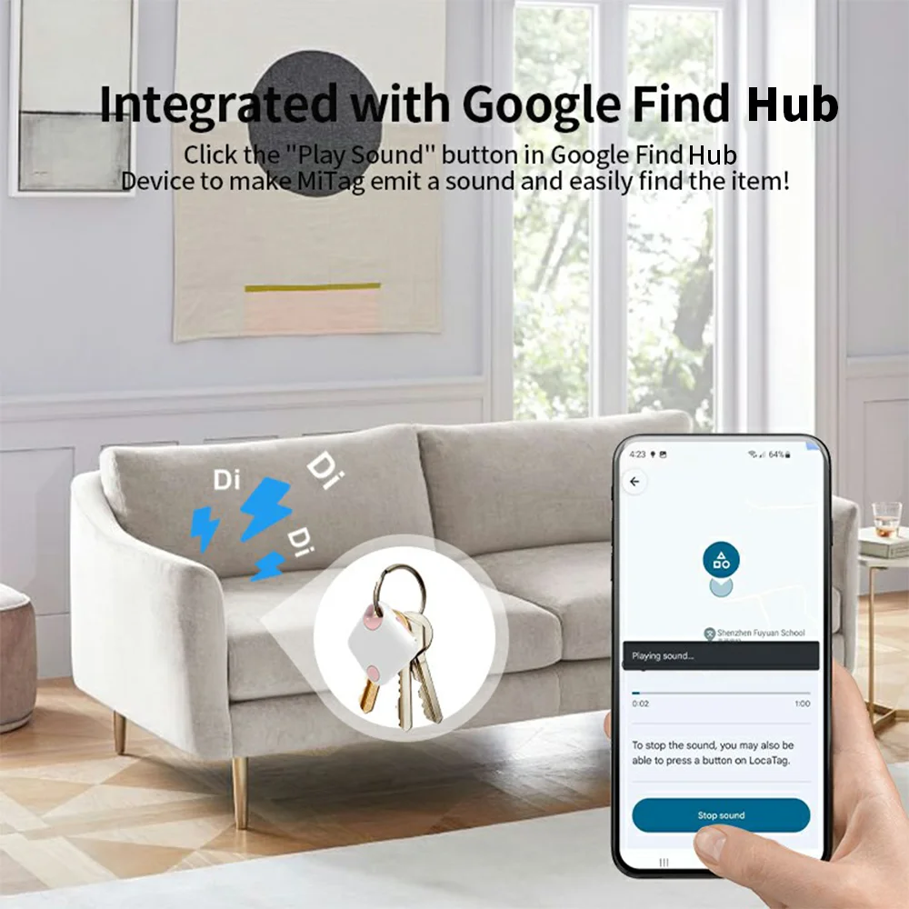 2-Pcs Long-Distance Tracker Positioning Far Away Finder for Android Google Find Hub Voice Locat Smart Tag for Samsung Xiaomi GMS