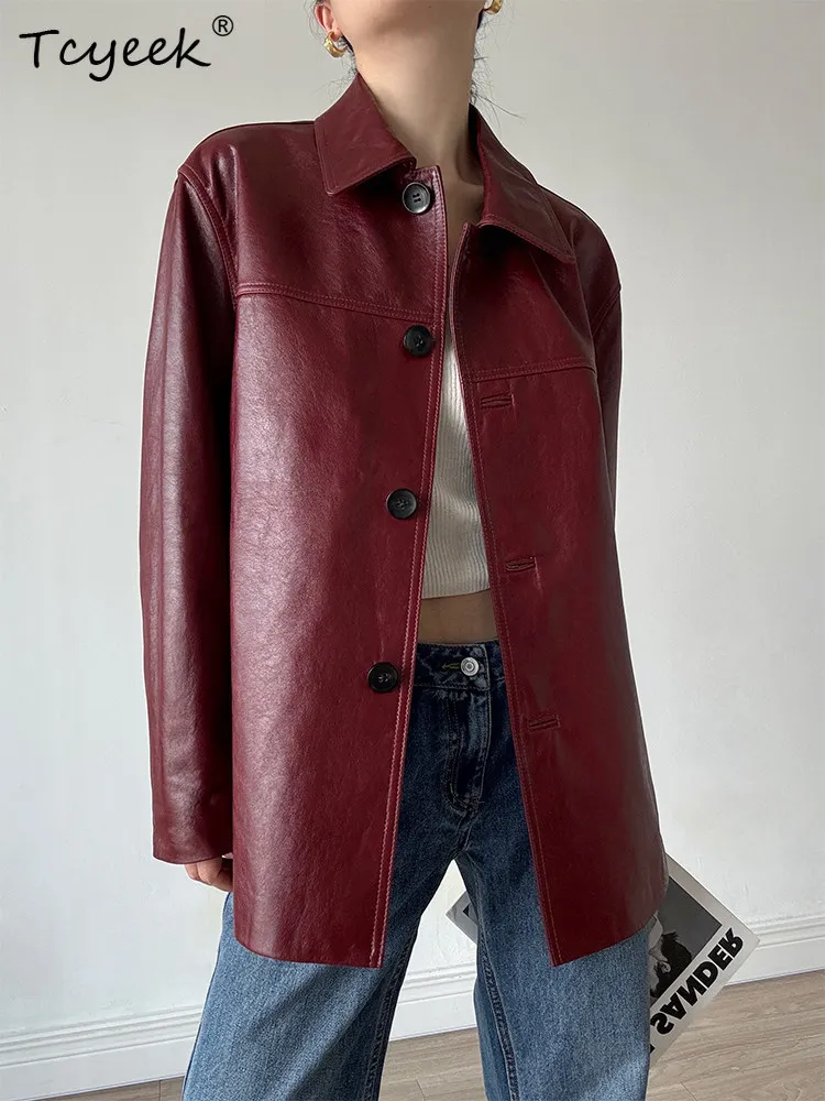 Tcyeek veste en cuir véritable femmes printemps automne vestes véritable manteau en peau De mouton femmes manteaux Vinatge vêtements Jaqueta De Couro