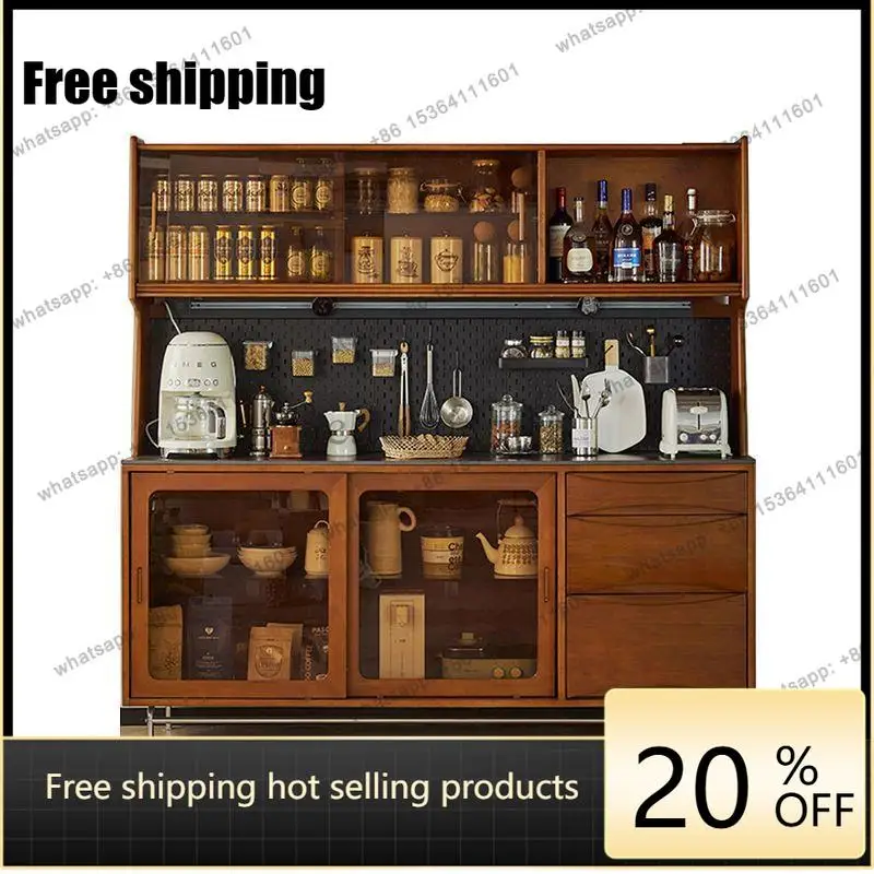 

LD Nordic solid wood dining side cabinet rock slab medieval living room locker