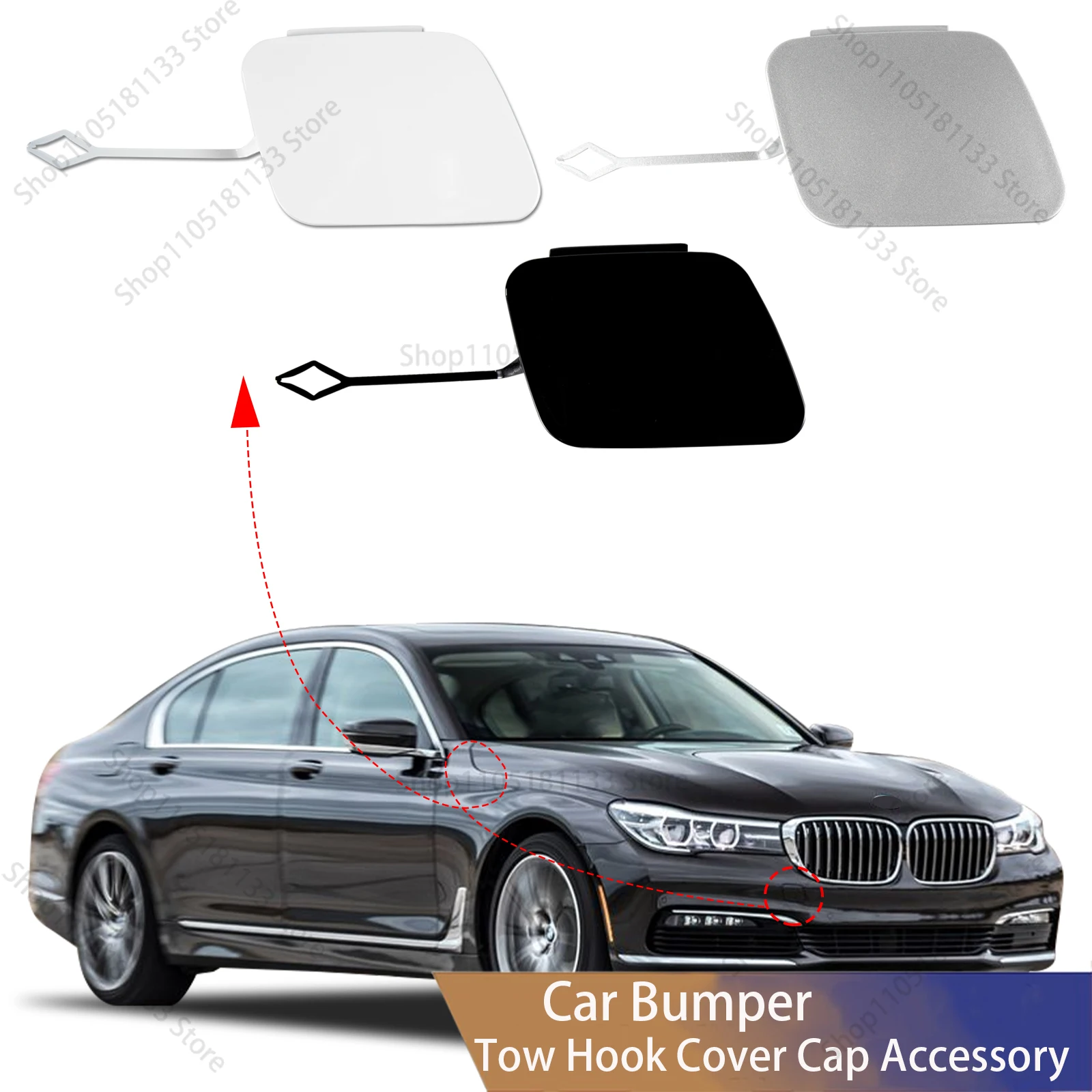 For BMW G11 G12 7 Series Front Tow Hook Cover Cap Exact Fit for 2016 2017 2018 2019 Models OEM Replacement Part 51117412466
