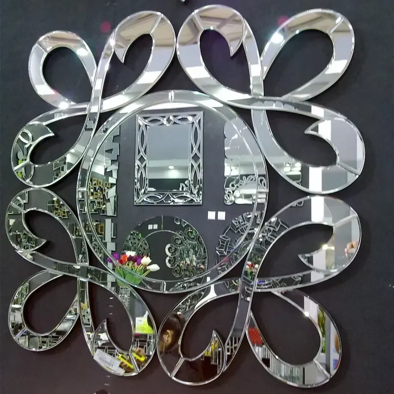 French Style Wall Mirror Decorative Round Hanging Glass for Living Room Bedroom Home Interior Design Modern Art Decoration