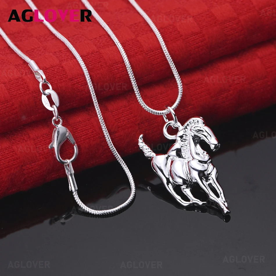 

AGLOVER 925 Sterling Silver Pony Pendant Necklace For Women Unique Gift For All-Match Party Jewelry