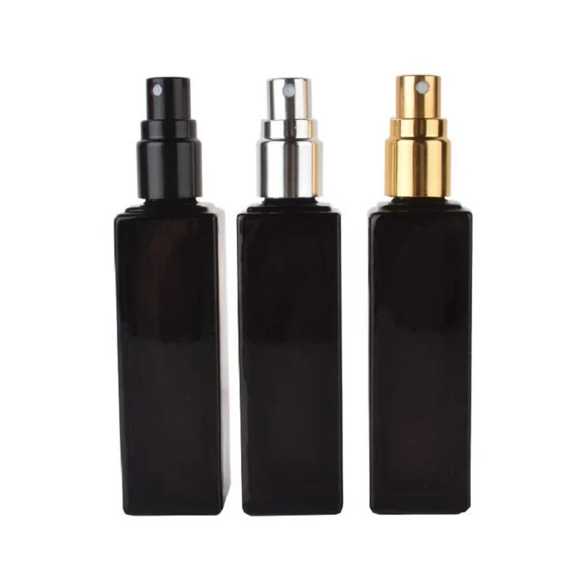 Luxury Perfume Bottles Square Fragrance Perfume Spray Bottle Gold Silver Black Lid with Line 20ml Glass Perfume Bottle 20pcs