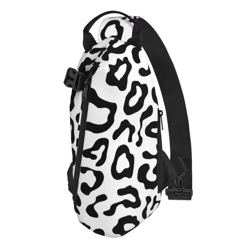 Borsa a tracolla con motivo leopardato nero borsa a tracolla da viaggio per ciclismo moda donna borsa a tracolla sportiva da uomo casual