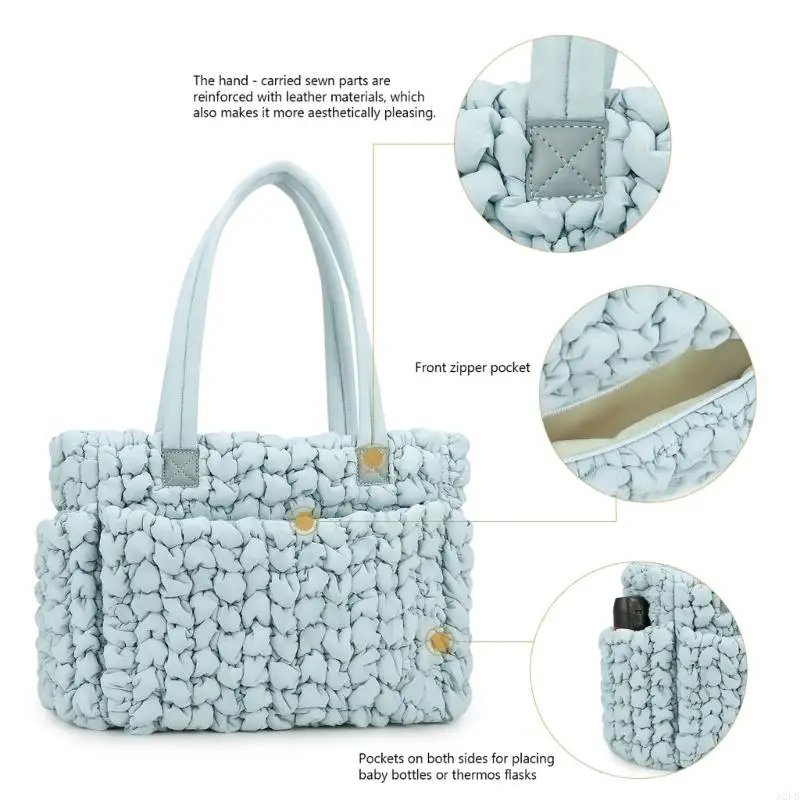

Water Proofing Nylon Diaper Bag Organiser Case Feature Large Capacity and Stylish Hand Strap for Mom Travel A2UB