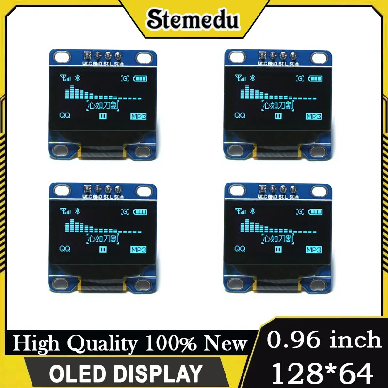 0.96'' OLED Display 128x64 I2C SSD1306  Blue for Arduino Raspberry Pi ESP32 DIY Electronics 1/2/4/8pcs