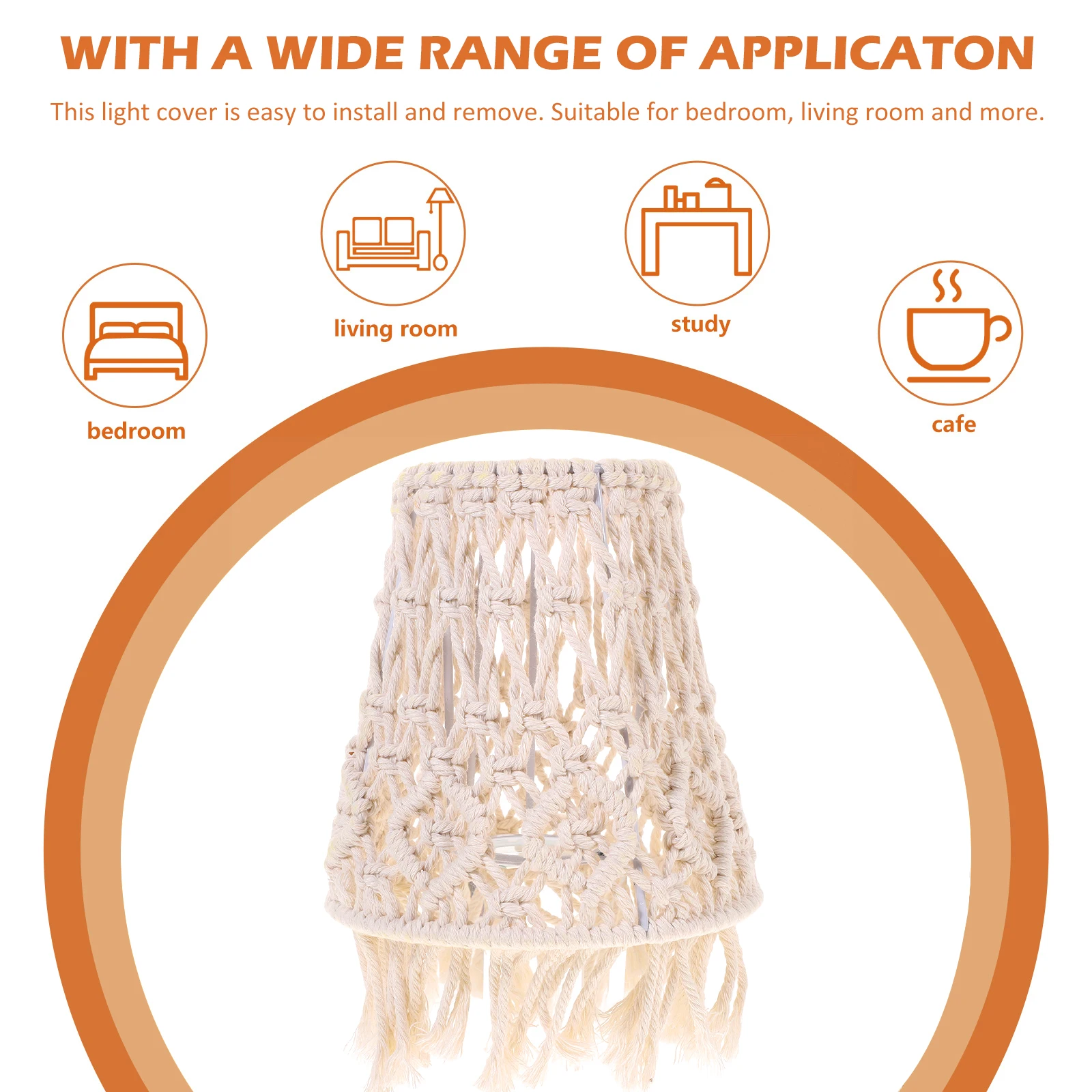 

Bohemian Lampshade Round Fabric Table Light Cover Handwoven Small Desk Lampshades Replacement Bedside Bedroom Decor